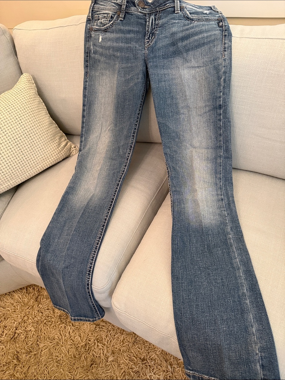 Silver Jeans Women's Faded Blue Flare Jeans
